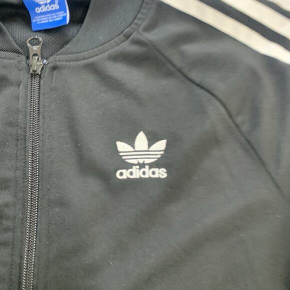 adidas Trefoil Track Jacket Size Small Full Zip Black White Stripes Polyester - Picture 3 of 7